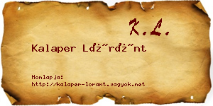 Kalaper Lóránt névjegykártya